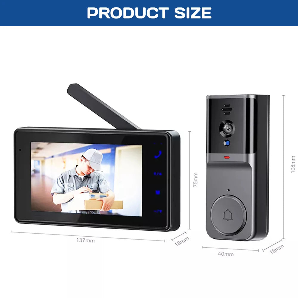 Wireless Video Doorbell Intercom With Two-Way Audio and Night Vision