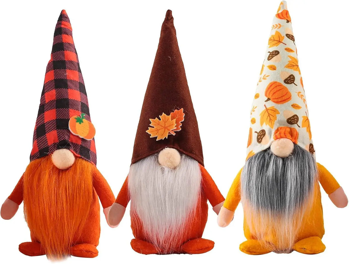 Harvest Thanksgiving Gnome Plush Figurine Set For Autumn Home Decor