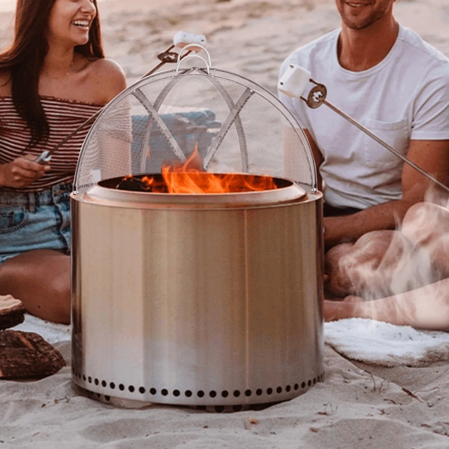 SucceBuy Firepit Spark Screen Lid Outdoor Fire Pit Ring Cover