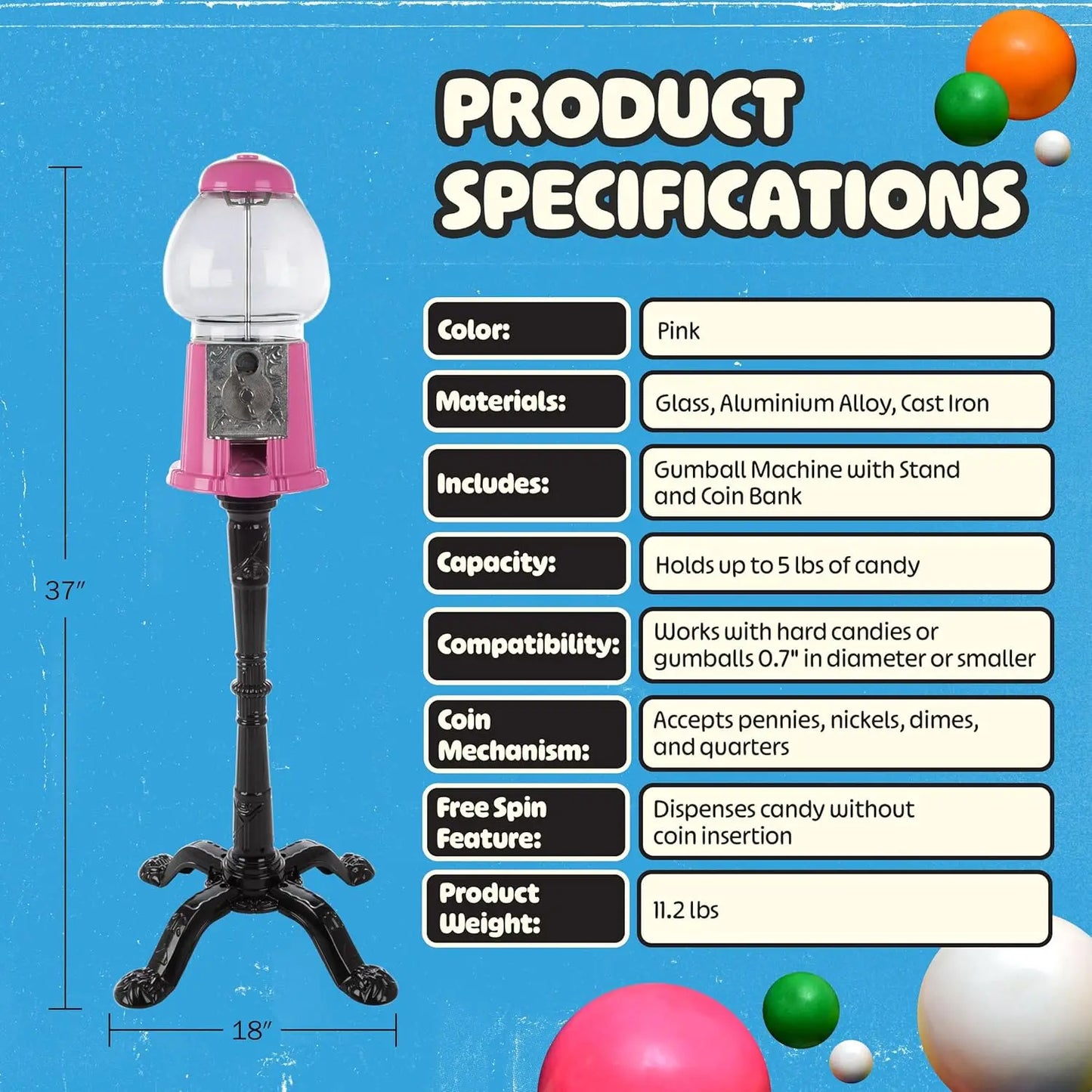 XMSJ Gumball Machine With Stand And Glass Globe Coin Bank