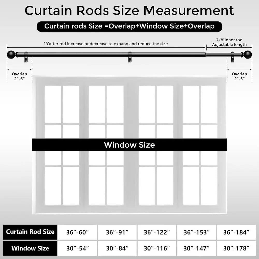 Heavy Adjustable Metal Curtain Rod For Decorative Window Treatment