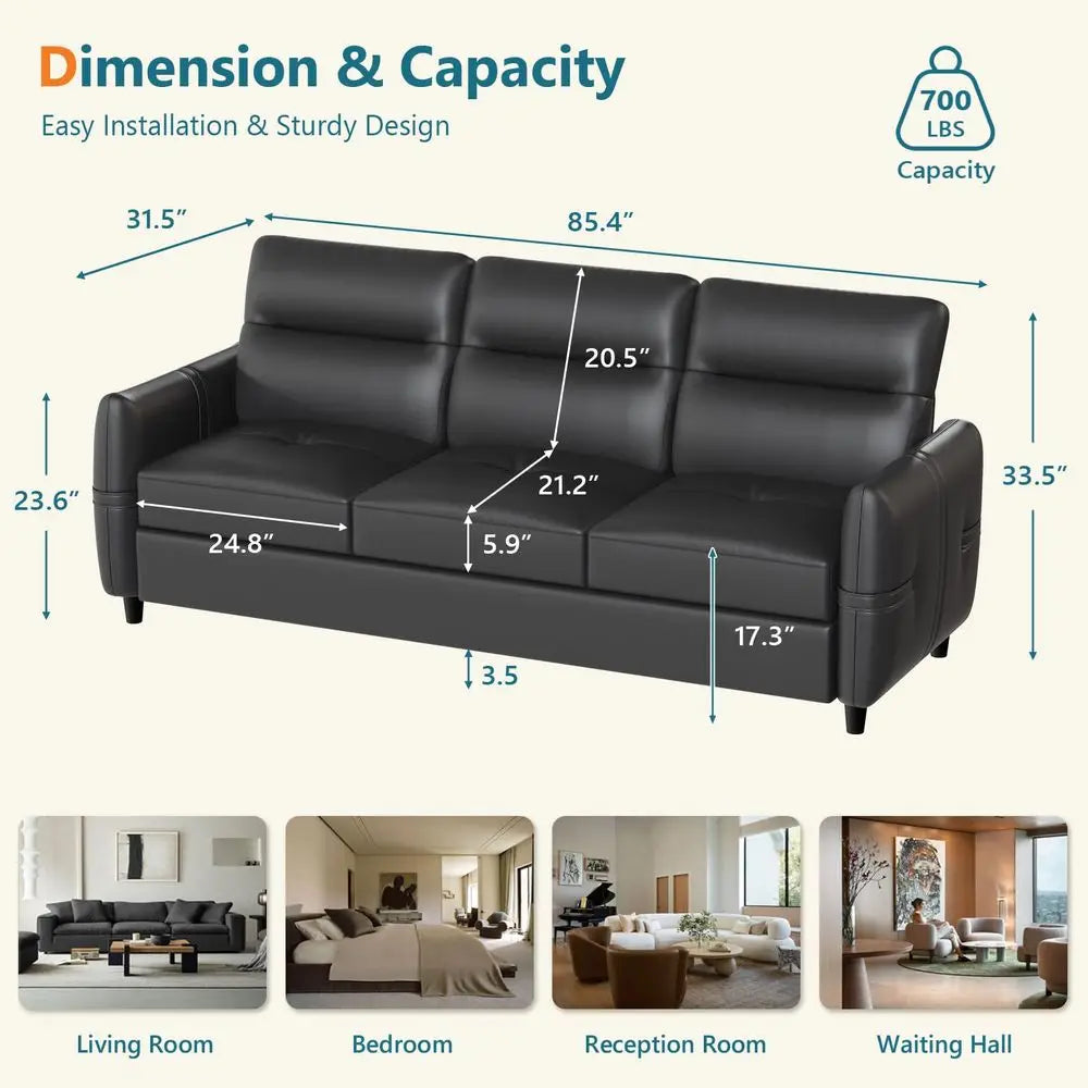 Leather Loveseat and Accent Chair Set Mid Century Modern Furniture