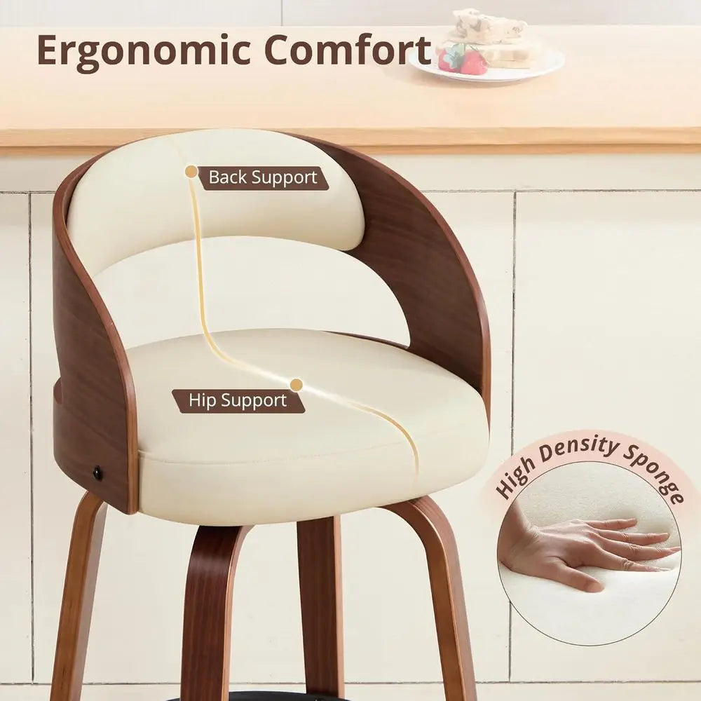 Set Of 4 Swivel Bar Stools With Faux Leather Upholstery