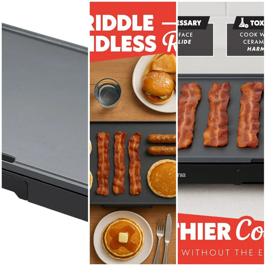 XMSJ 1700W Electric Griddle Pan With Nonstick Ceramic Surface