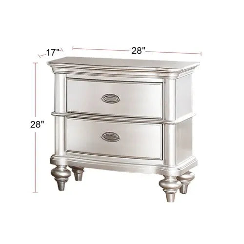 Glamorous 3Pc Bedroom Set Tufted Headboard With Nightstands