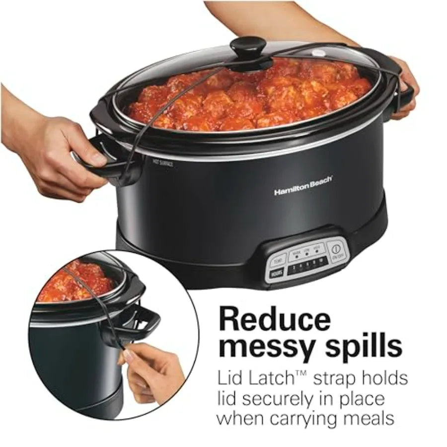 Programmable Slow Cooker with Three Temperature Settings and Travel Lid