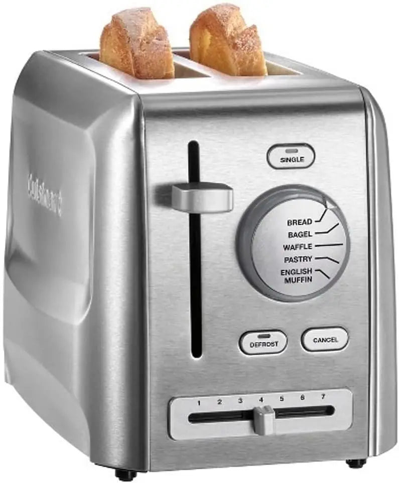 XMSJ 2 Slice Adjustable Stainless Steel Toaster With Crumb Tray Bread Cutter