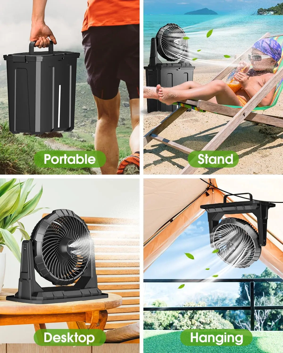 XMSJ Portable Misting Fan Outdoor Battery Powered For Patio