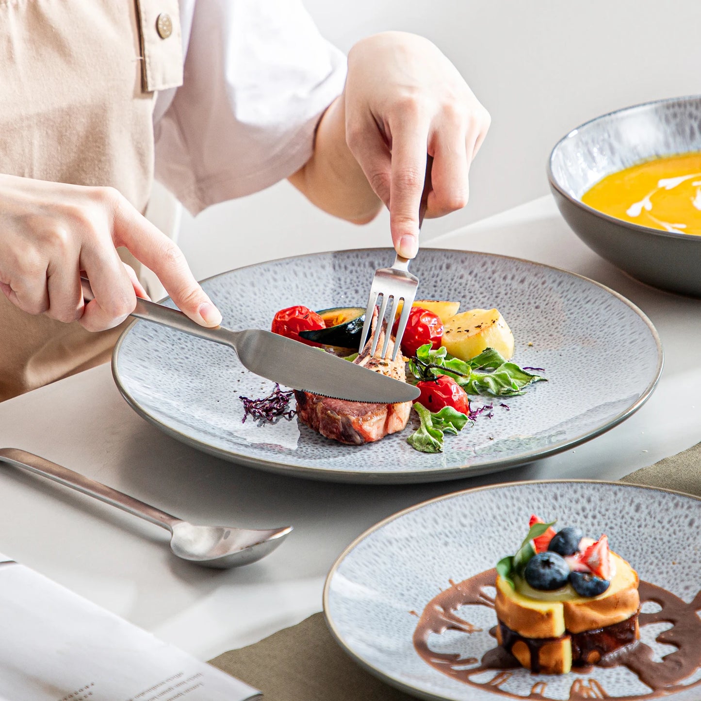 Malacasa Premium Embossed Stoneware Dinnerware Set