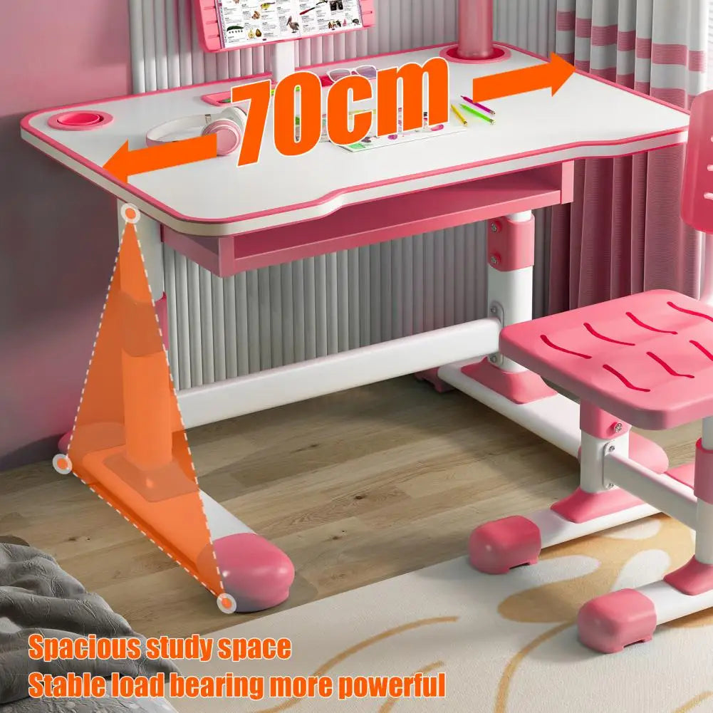 Ergonomic Kids Study Desk and Chair Set with LED Drawer