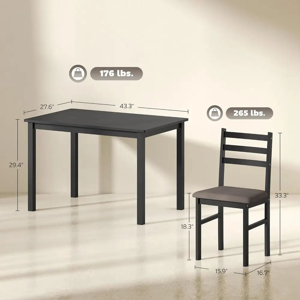 Ticify Armhouse Five Piece Solid Wood Dining Table Set Chairs