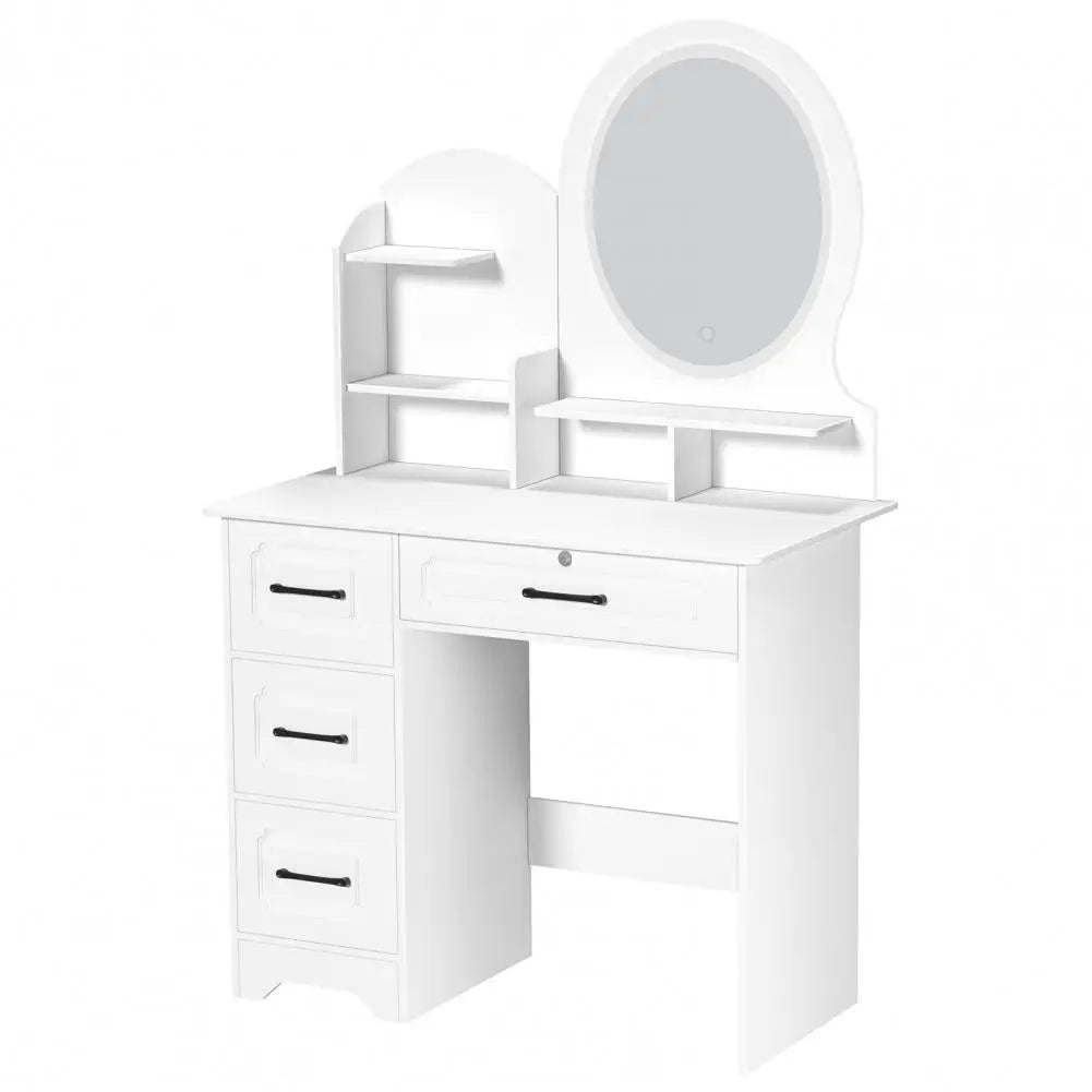 Makeup Table With Light Mirror Open Shelves Vanity