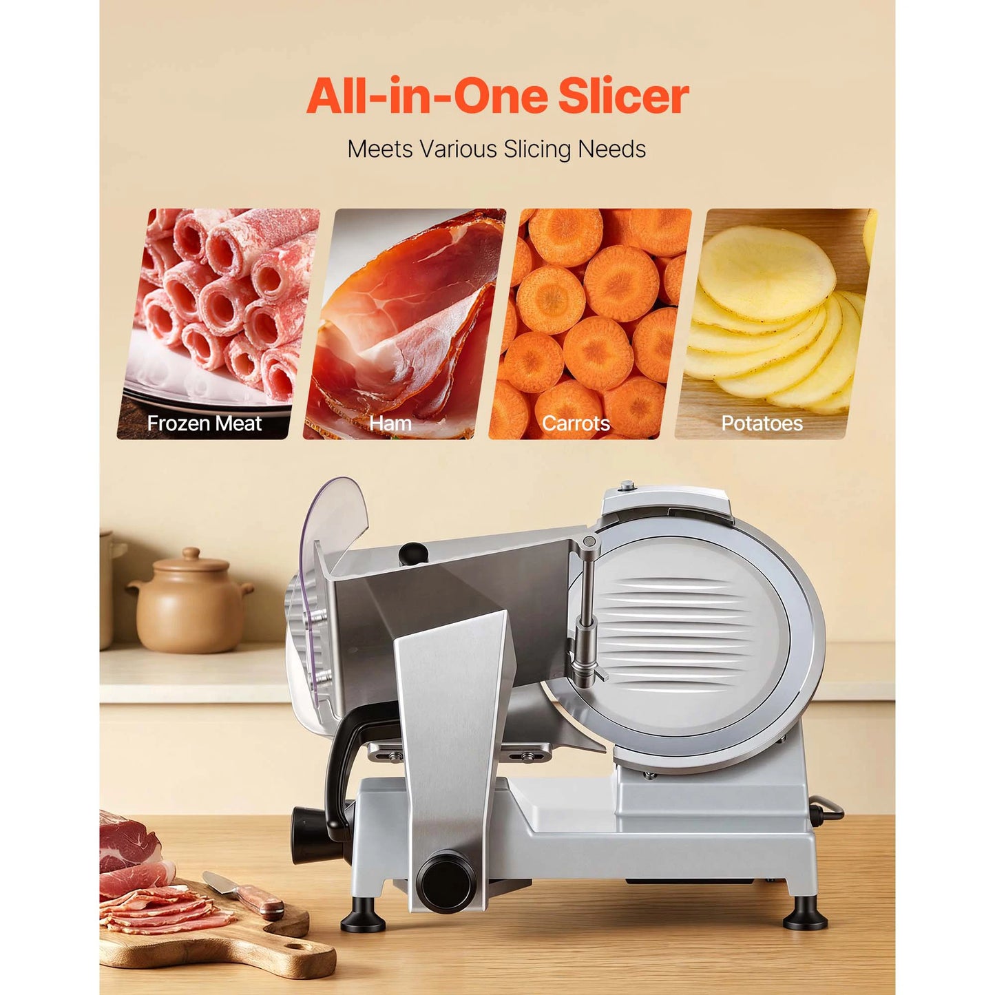 SucceBuy 240W Commercial Meat Slicer With Built In Sharpener
