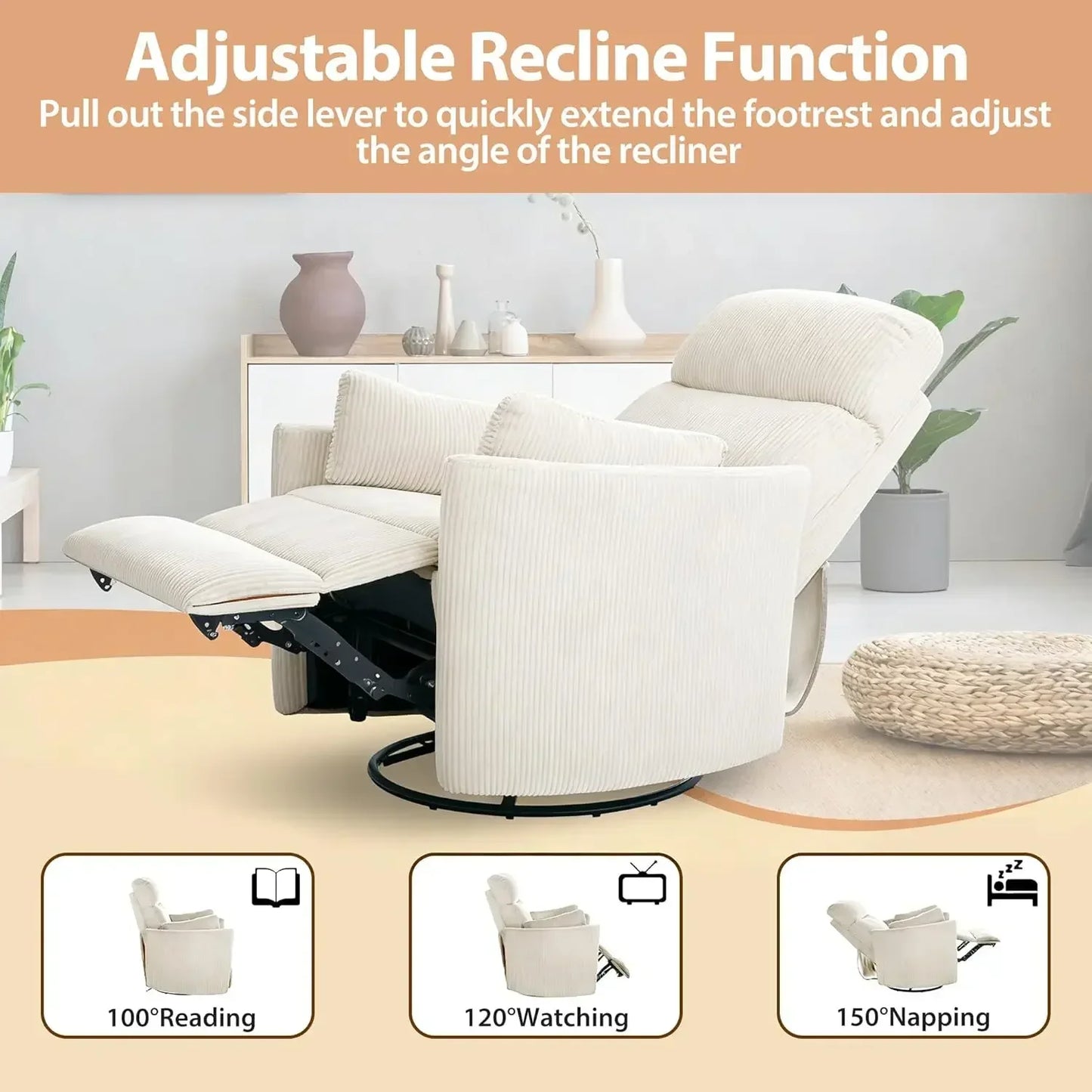 Electric Rocking Recliner With Power Swivel Nursery Glider