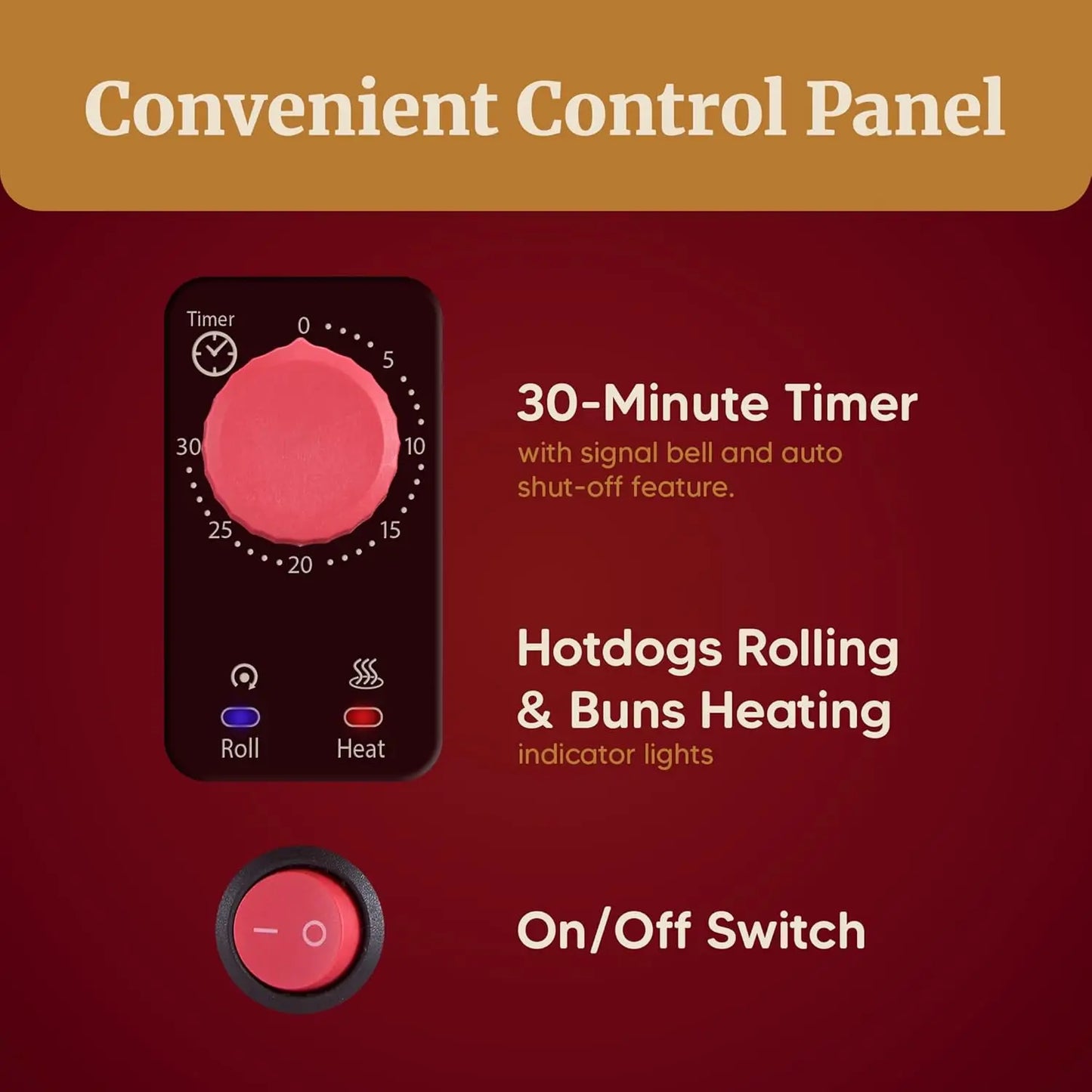 XMSJ Hot Dog Roller Toaster Oven With 30 Minute Timer