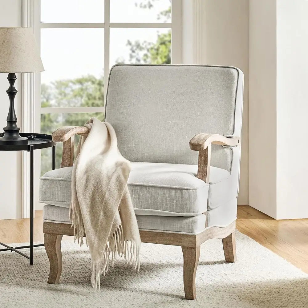 Mid Century Modern Upholstered Accent Chair With Solid Wood Legs