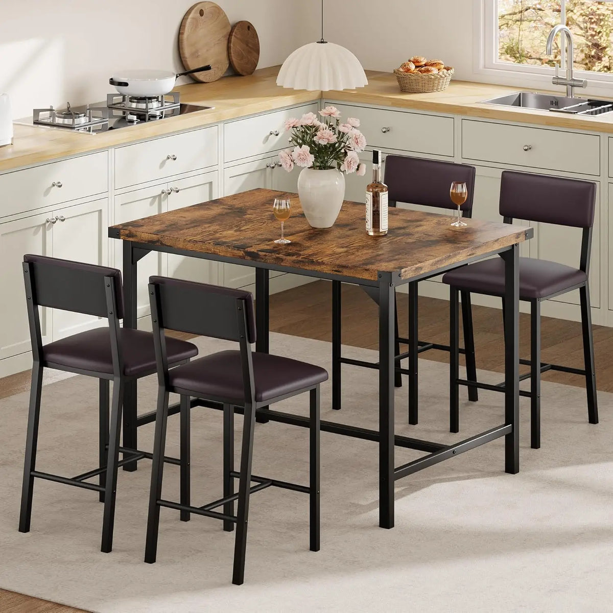 HiMISS Modern Dining Table Set with Upholstered Chairs