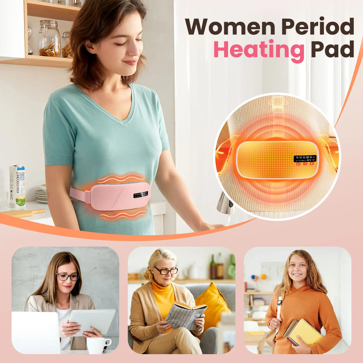 Afdeal Vibrating Heating Pad For Menstrual Cramp Relief