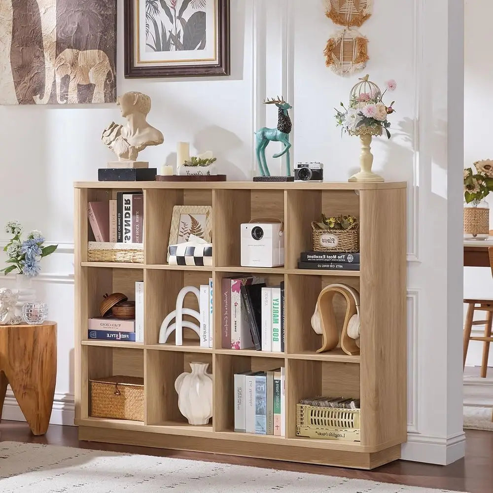 12 Cube Storage Organizer 41 Inch Wood Floor Standing 3 Tier Cubby Bookcase