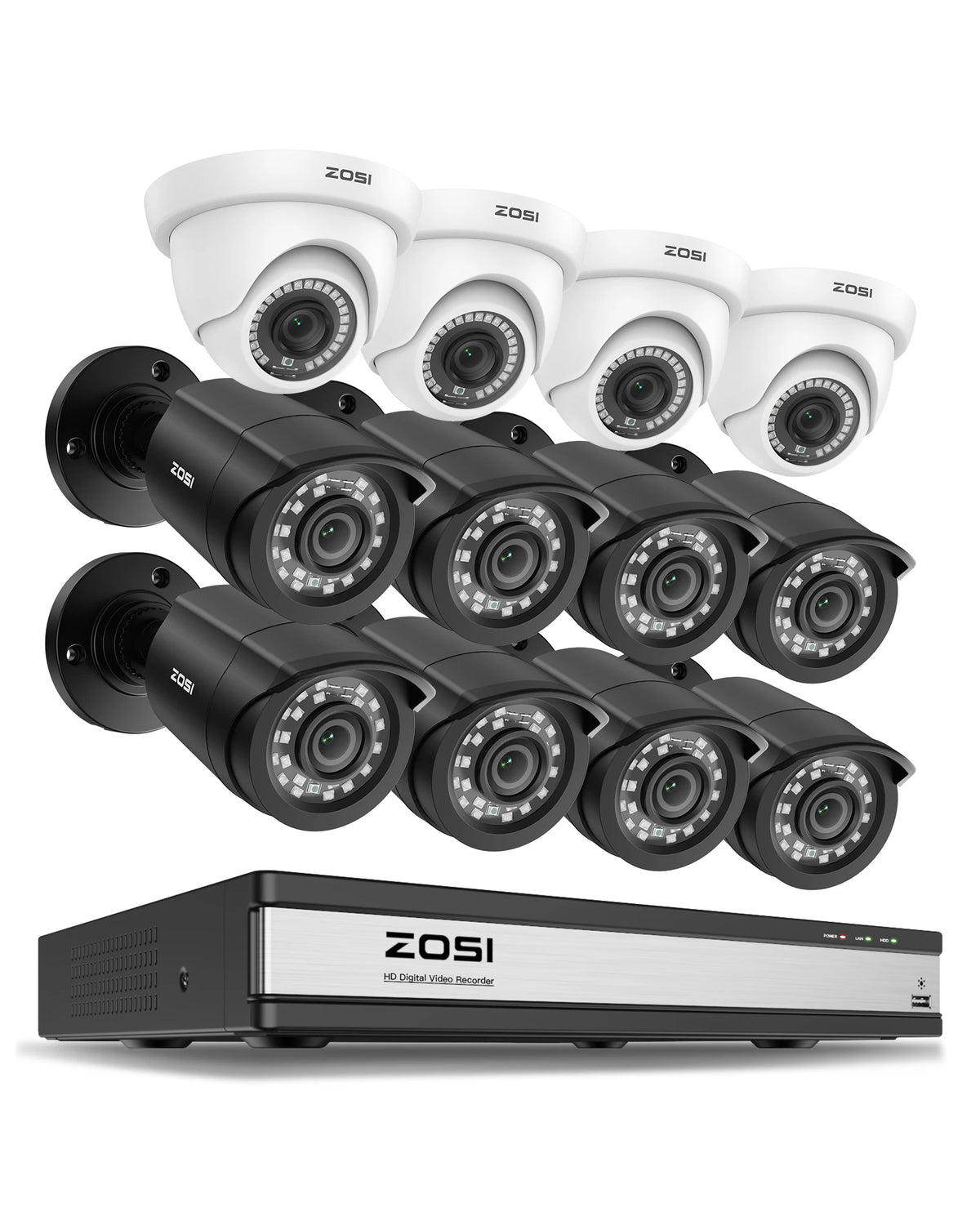 ZOSI Security Camera System With Human And Vehicle Detection DVR