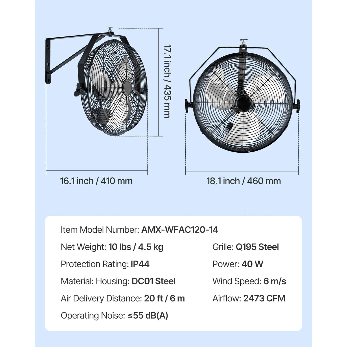 SucceBuy Industrial Wall Mount High Velocity Waterproof Fan for Workshops