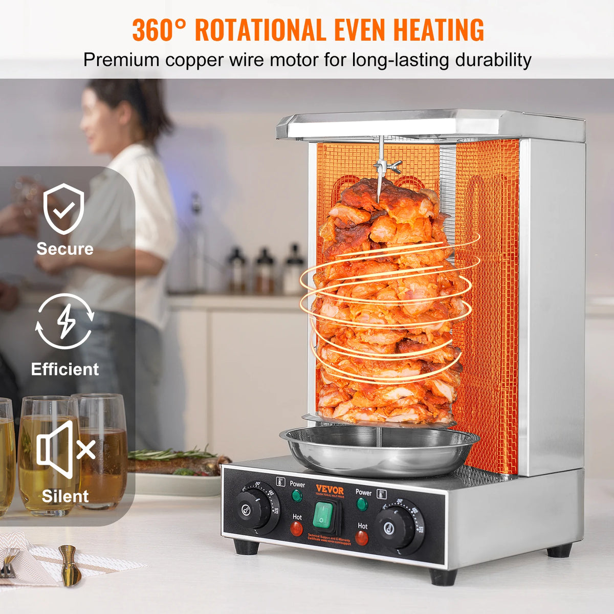 SucceBuy Electric Shawarma Grill Vertical Gyro Rotisserie Cooker