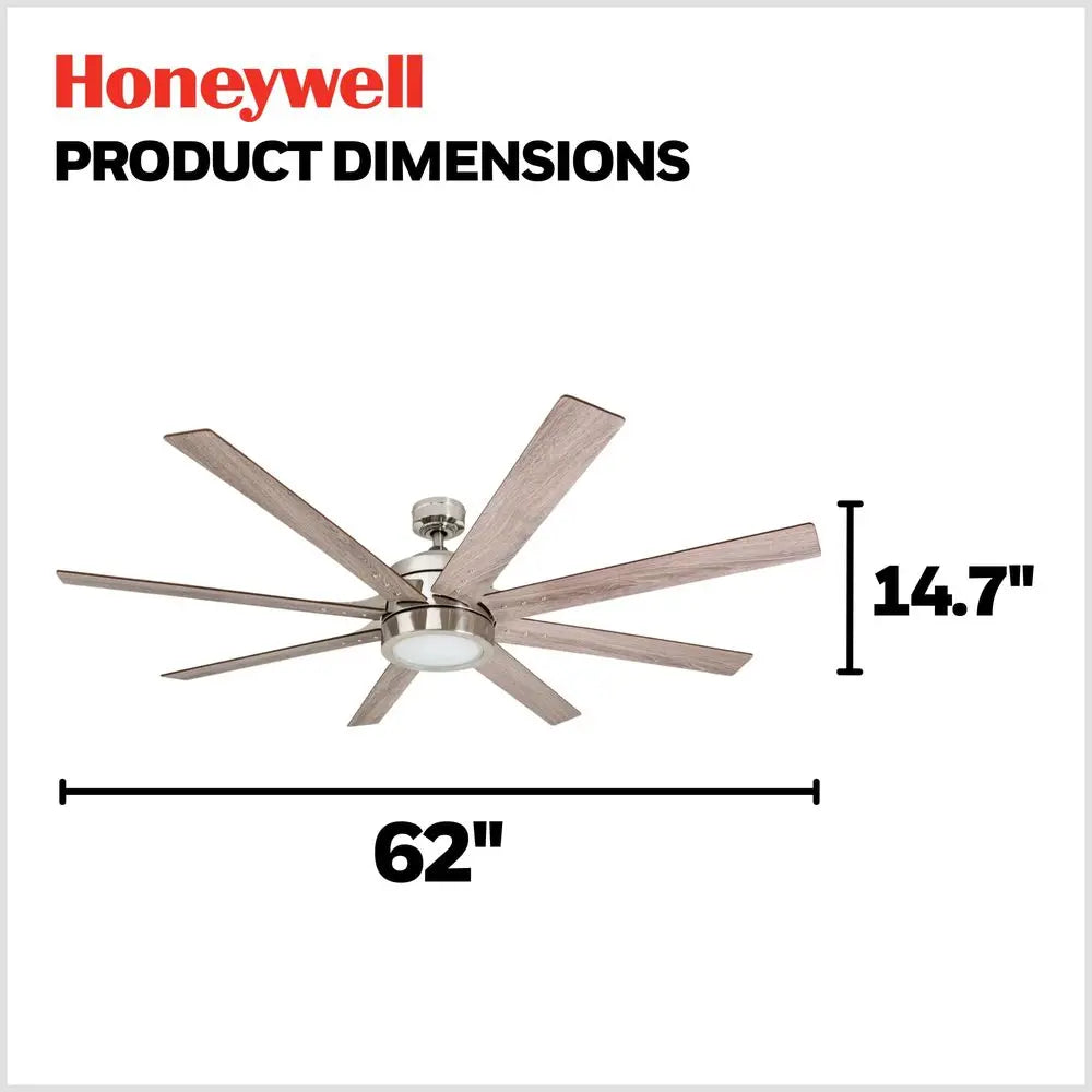 YTYIN Ceiling Fan With Light Remote Control Indoor LED 8 Blades