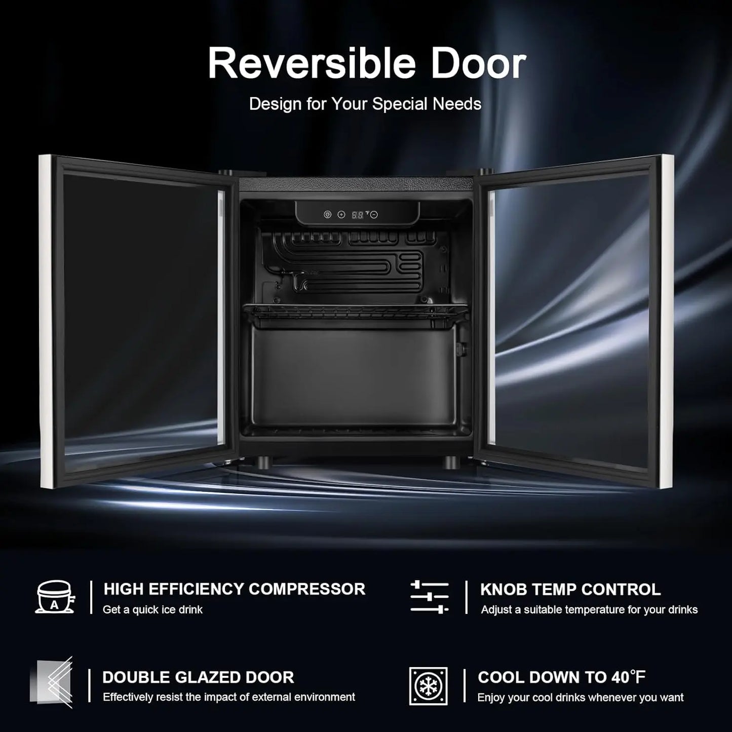 XMSJ 48 Can Beverage Refrigerator 12 Bottle Wine Cooler