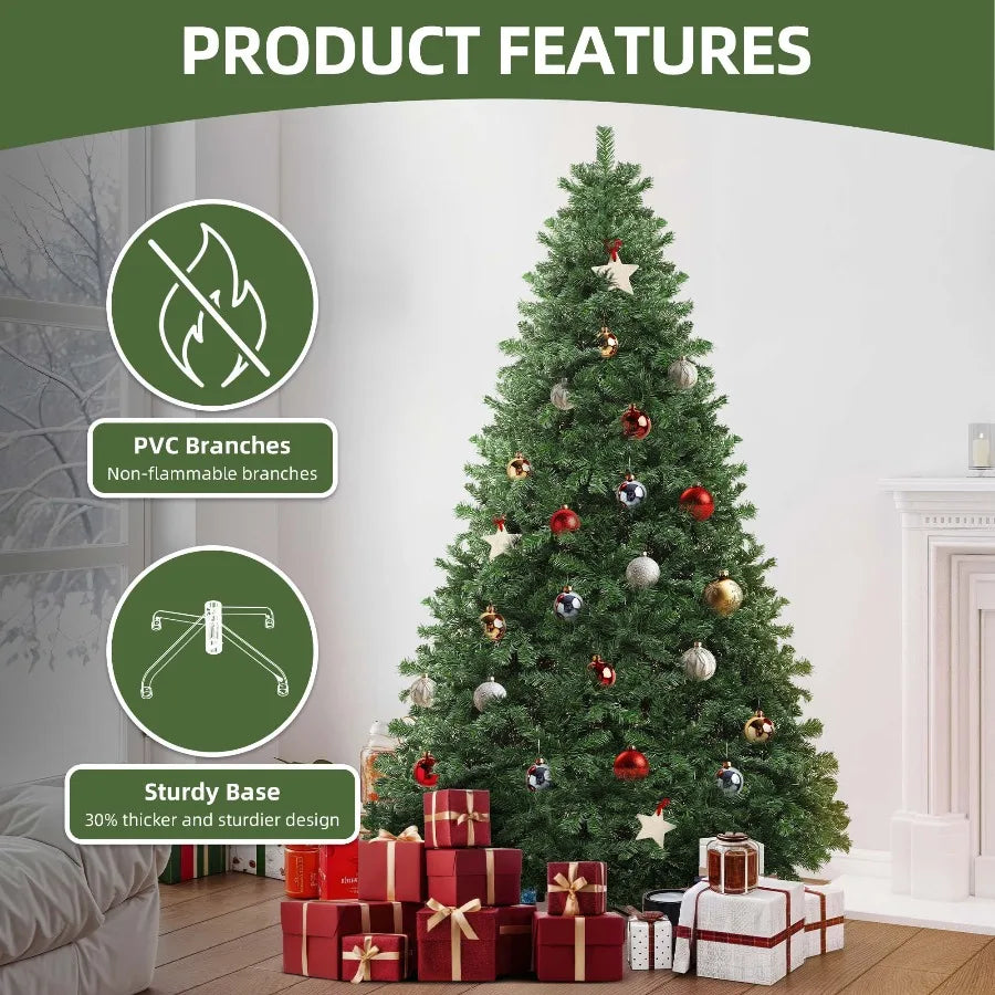 Uforic Artificial Spruce Christmas Tree 880 Branch Tips Foldable Base