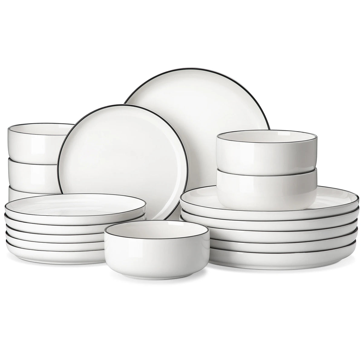 Malacasa Ceramic Dinnerware Set Round Porcelain Plates And Bowls