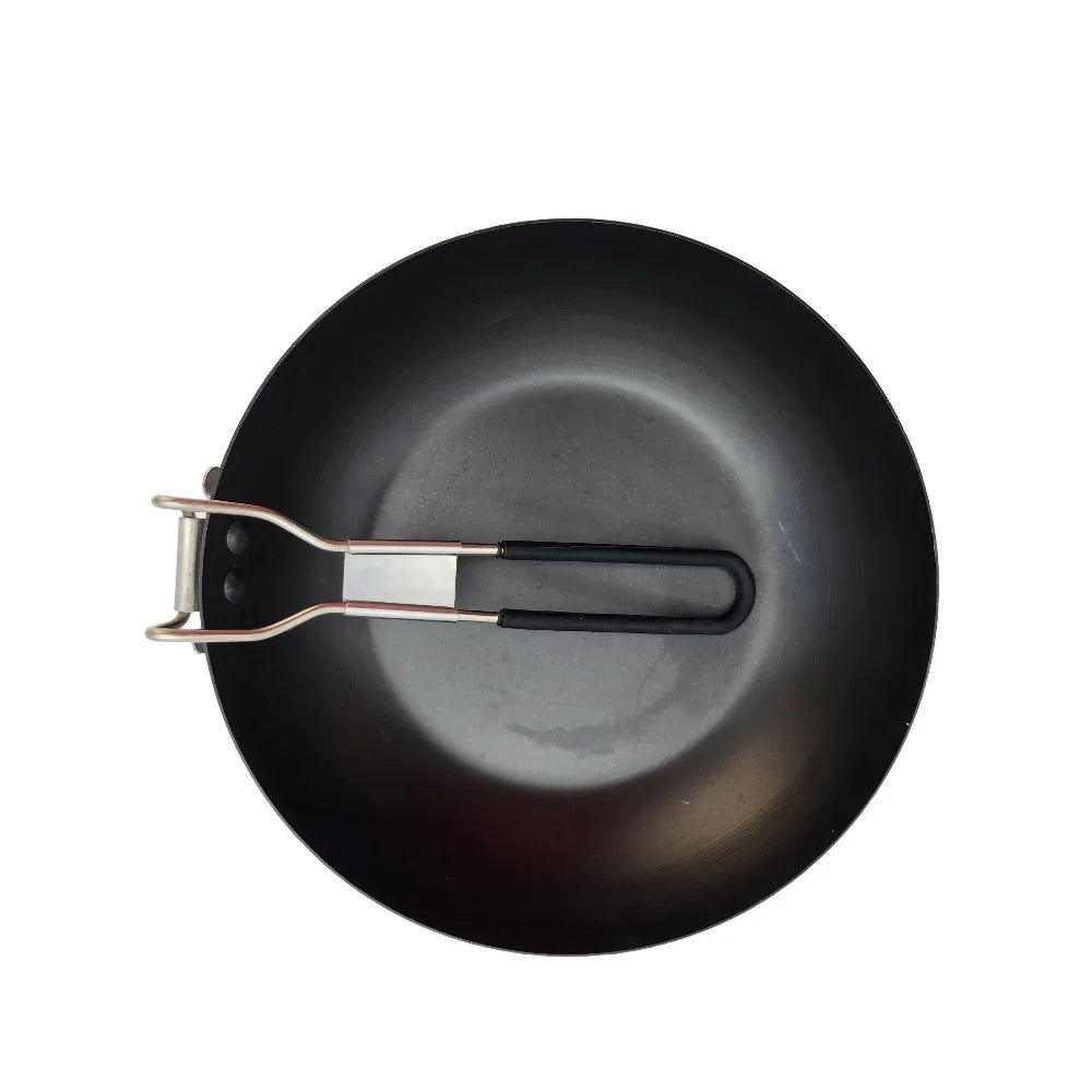 Folding Handle Carbon Steel Frying Pan Skillet Preseasoned for Induction