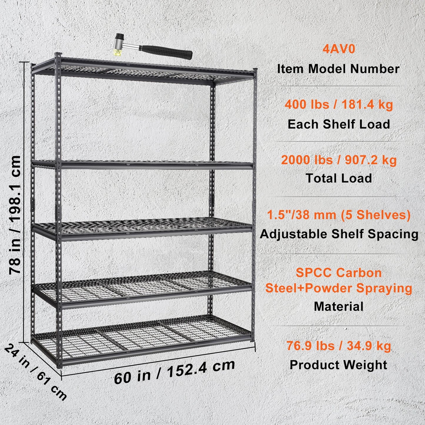 SucceBuy 5-Tier Adjustable Heavy Duty Garage Storage Shelving Unit