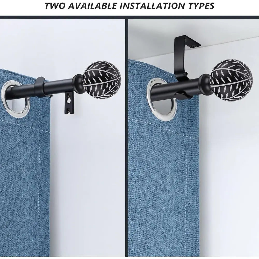 Adjustable Metal Curtain Rod With Decorative Finial For Windows