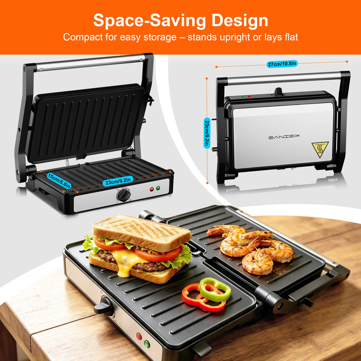 CACHOO Sandwich Maker and Indoor Grill Panini Press