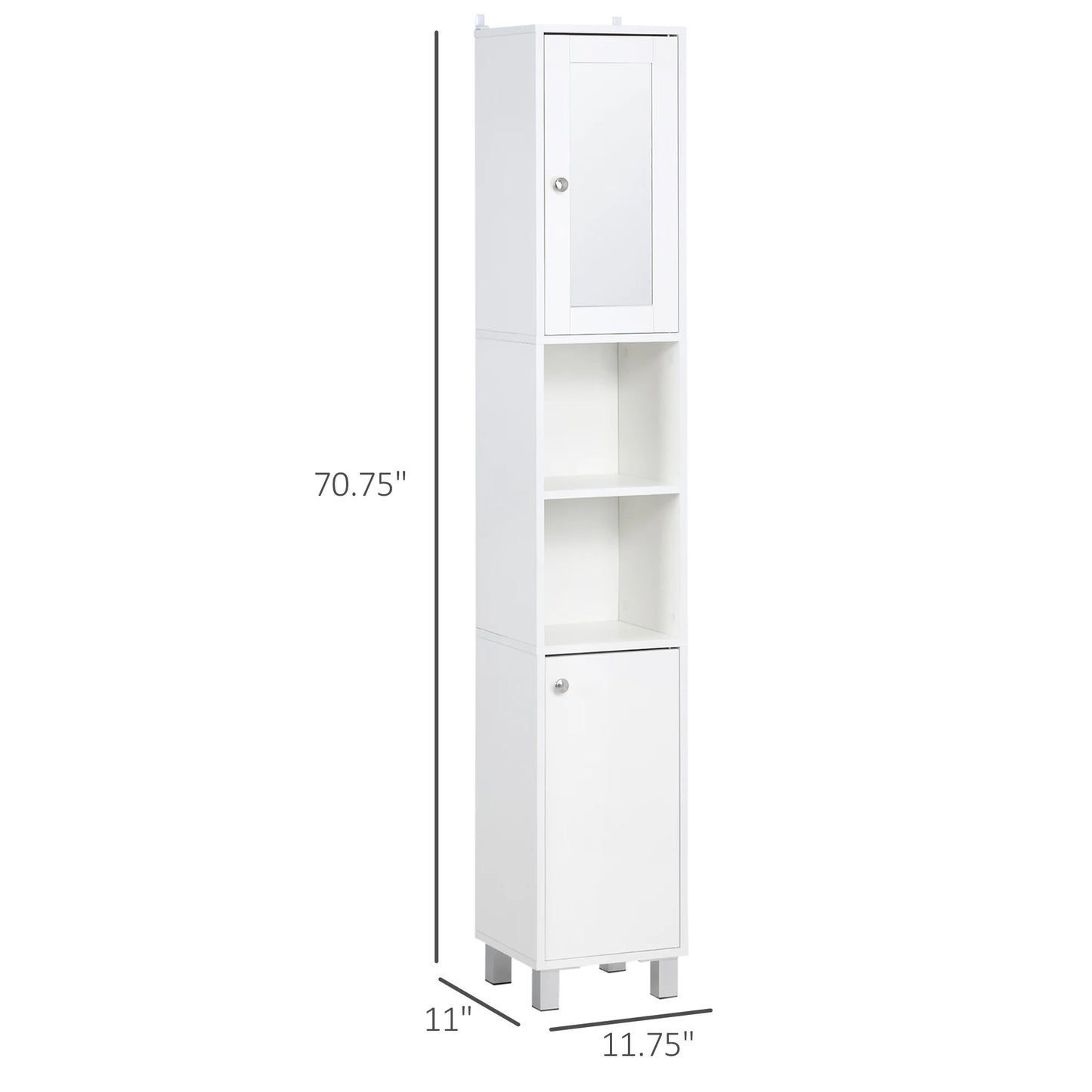 KLEANKIN Tall Freestanding Bathroom Storage Cabinet With Mirror And Adjustable Shelves
