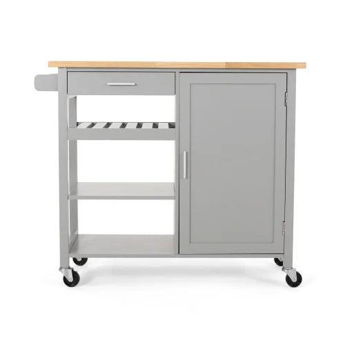 Kitchen Island Cart With Storage Cabinet And Spice Rack Wheels