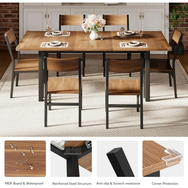 Extendable Kitchen Table And Chairs Set For 4 To 6 People