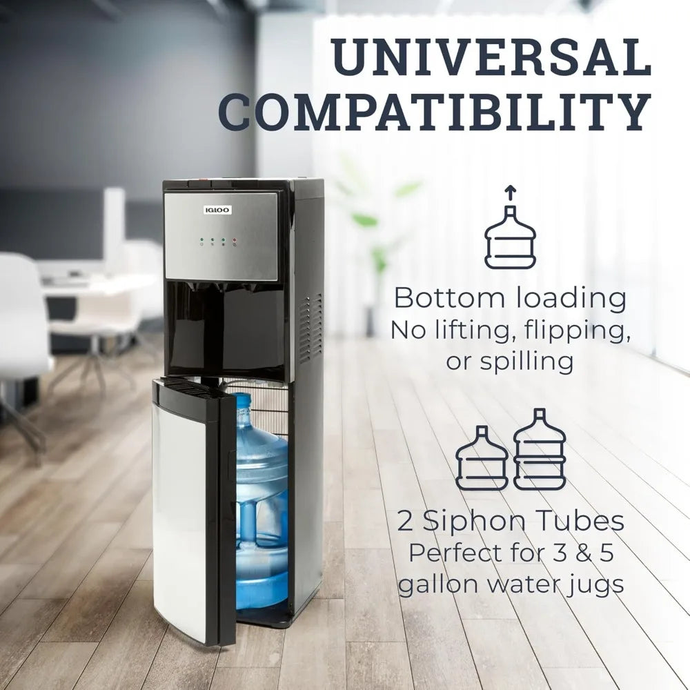 XMSJ Bottom Loading Water Cooler Dispenser Hot Cold Stainless Steel