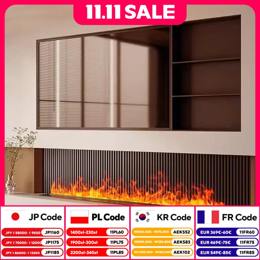AFLYEVER Realistic 3D Multicolor Flame Electric Steam Fireplace with Tuya App