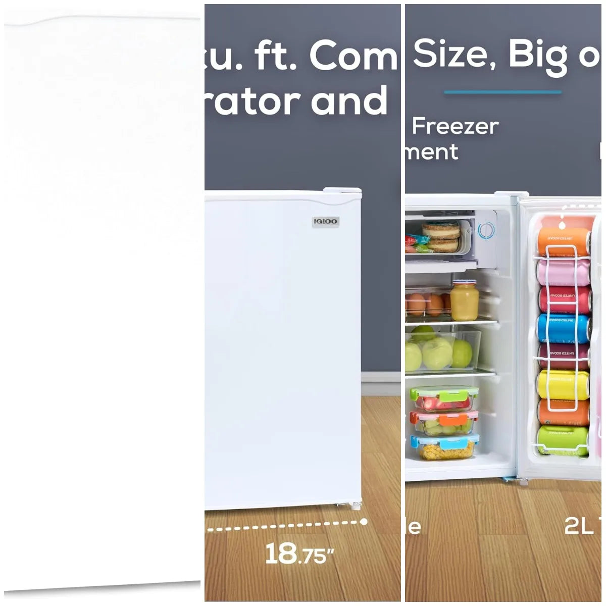 XMSJ Compact Mini Fridge With Freezer Single Door Glass Shelves