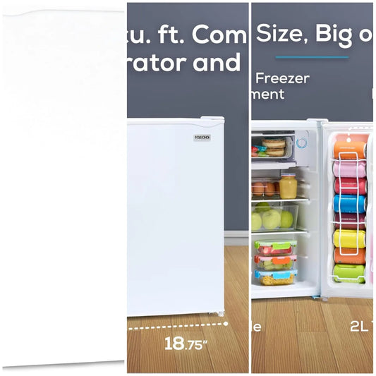 XMSJ Compact Mini Fridge With Freezer Single Door Glass Shelves