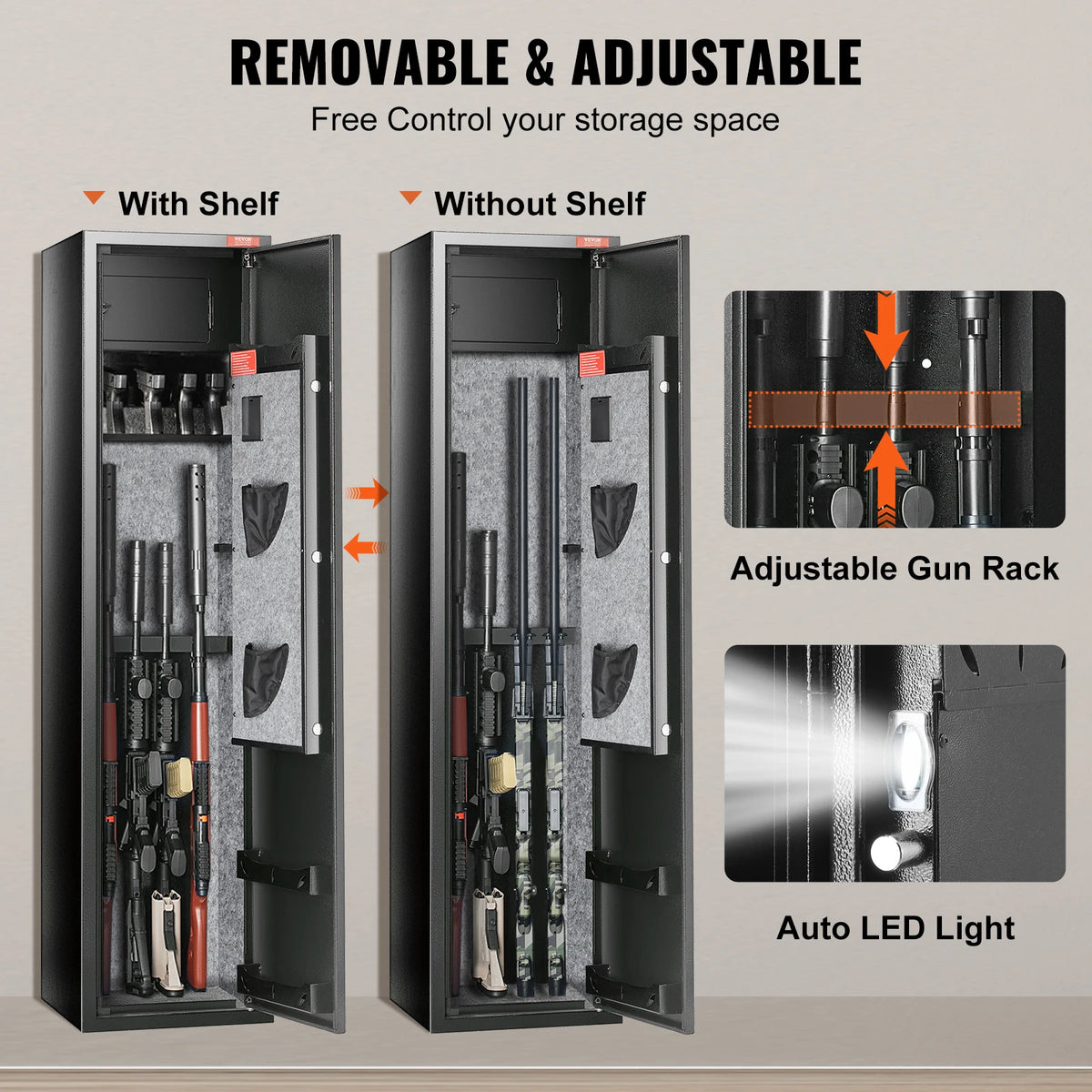 VEVOR Digital Keypad Gun Safe With Removable Shelf Cabinet