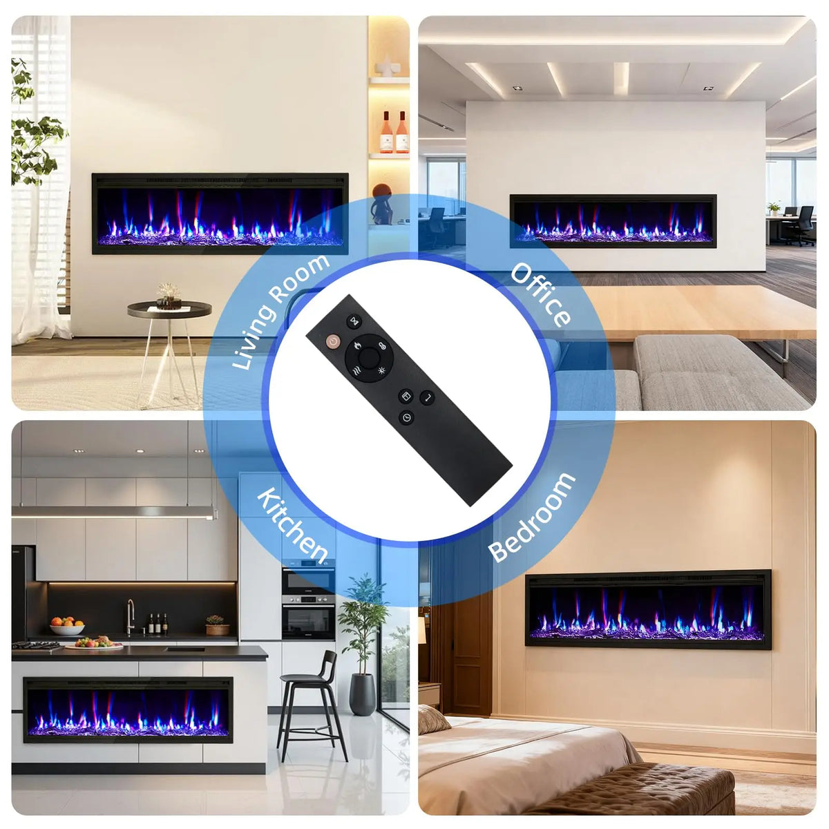 Adoolla Ultra Slim Electric Fireplace Heater With Remote And Thermostat