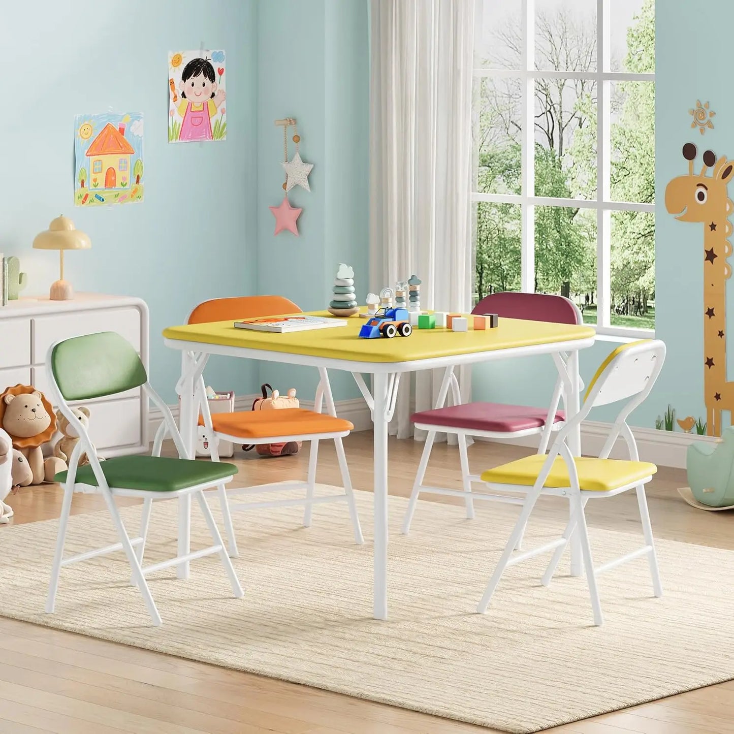 Studyset Kids Folding Table and Chairs Set for Daycare Classrooms