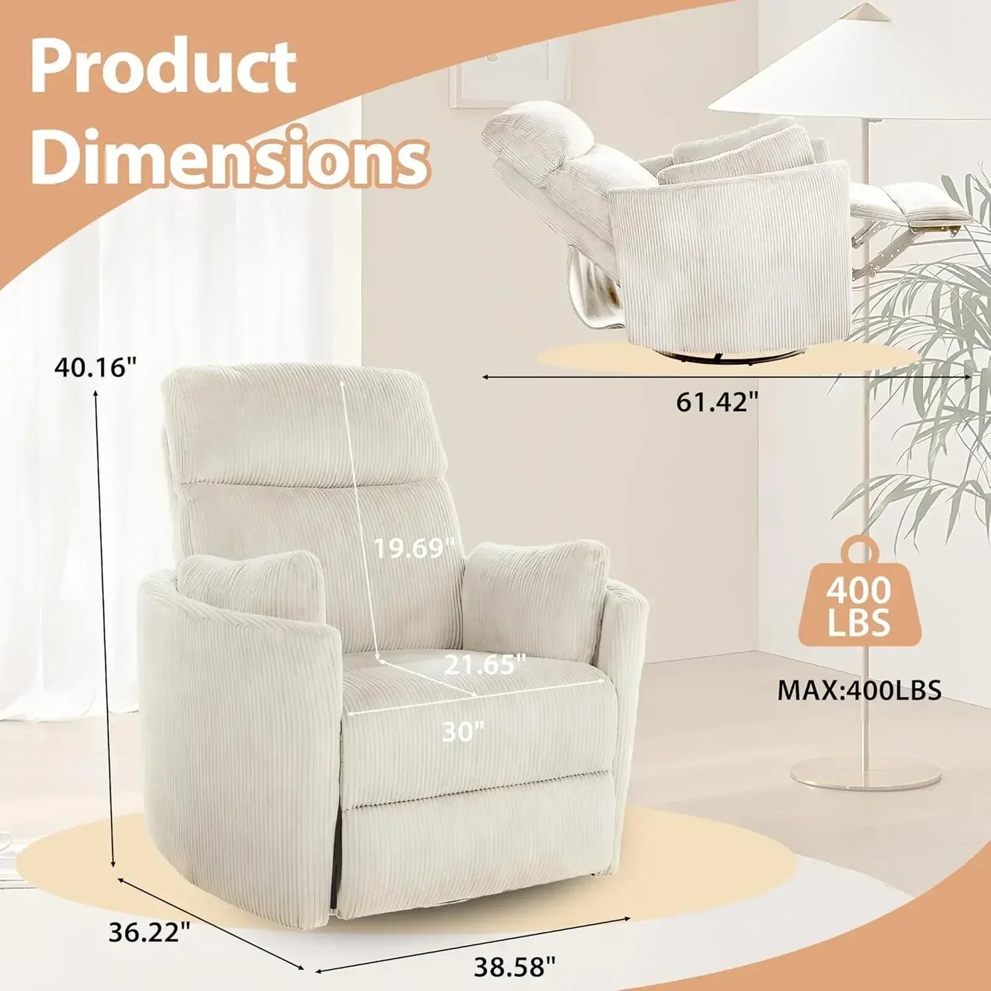 Electric Rocking Recliner With Power Swivel Nursery Glider