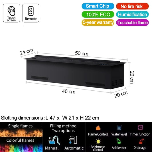 AFLYEVER Smart Water Vapor Fireplace With 3D Flame Effect