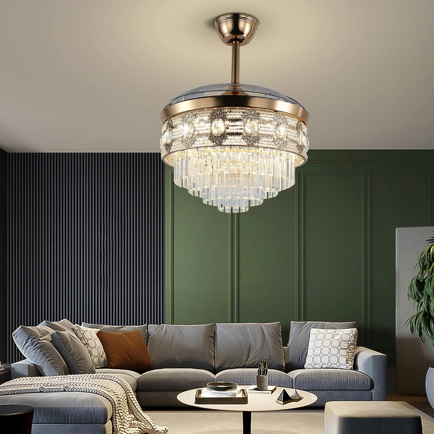 VETRULUS Smart Ceiling Fan Chandelier With Remote 6 Speed