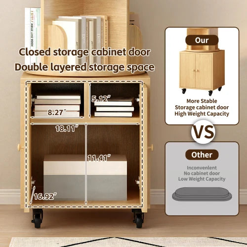Narrow Corner Bookshelf 5 Tier Wood Organizer for Small Space Bedroom