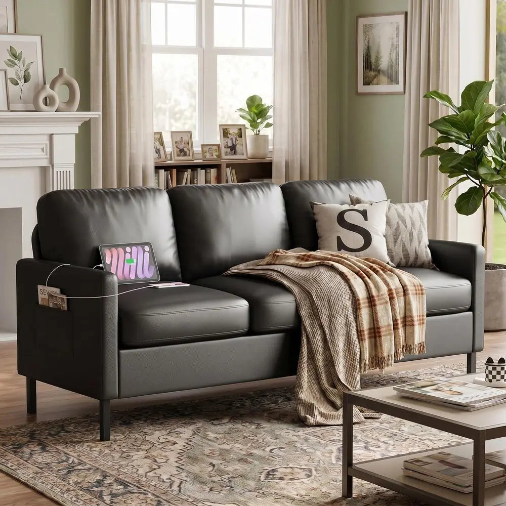 Leather Loveseat And Accent Chair Set Mid Century Modern Furniture