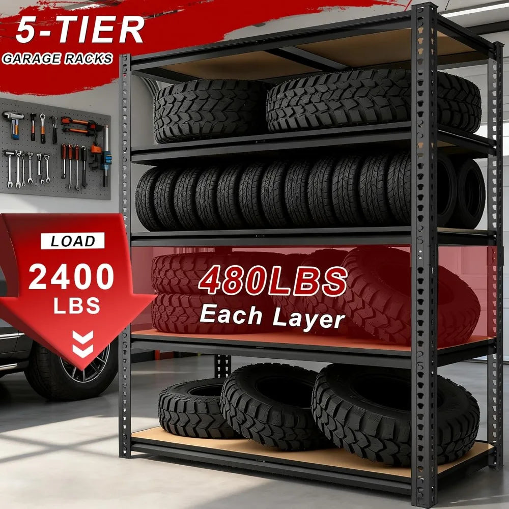 XMSJ Five Tier Adjustable Garage Shelving Racks 2400 Lbs